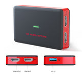 USB 3.0 HD Video Capture Card Full HD 1080P 60FPS Live Streaming Video Recorder Converter Box for Windows 10, Linux, OS X to Xbox 360 & One / PS3 PS4