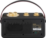 Sangean RA-101 Black Gold. Diseño Retro de Madera y Piel sintética. Bluetooth 5.0. Autonomía 19 Horas con una Carga Completa. AUX-in para Fuentes de Audio externas.
