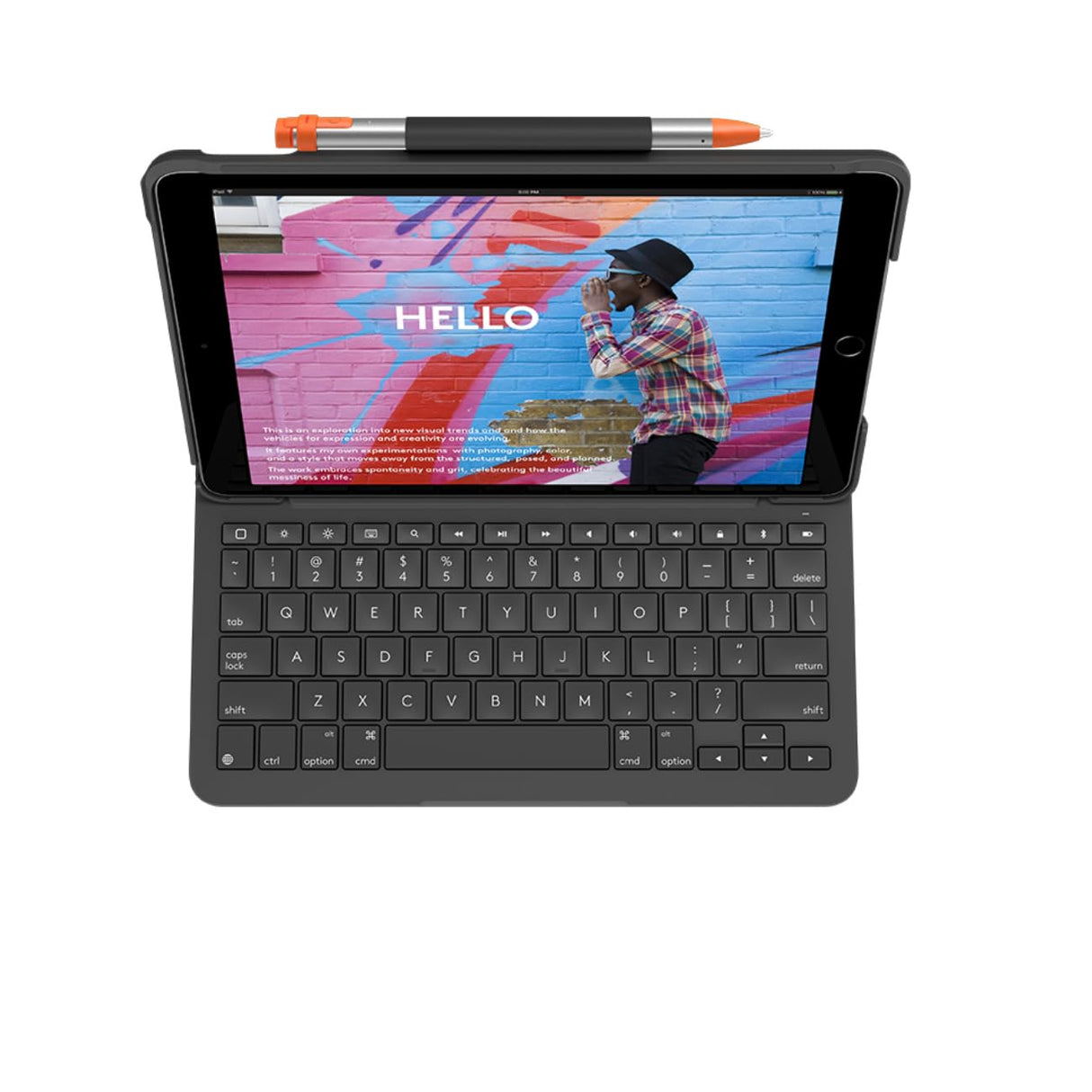 Logitech Slim Folio para iPad 7a y 8a generación, Disposición QWERTY Inglés Reino Unido, Gris