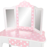 WOOMAX - Tocador niña, Maquillaje niña niño, Tocador de Madera Infantil con Taburete y Espejo Niña, Centro de Belleza con cajón, Juguetes educativos niños 3 años, Juguetes imitación (85388)