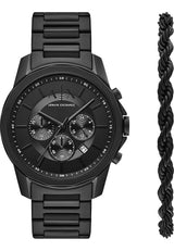 Armani Exchange Reloj Negro para Hombre, Movimiento cronógrafo Cuarzo y Caja 44mm con Correa Acero Inoxidable, Grafito y Negro Azabache