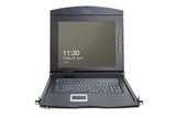 DIGITUS Consola KVM de 19" con pantalla TFT de 17" (4:3), distribución de teclado CH, conmutador KVM con 16 puertos VGA, negro