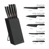 Fiskars Bloque de cuchillos con 5 cuchillos, Ancho: 15,5 cm, Alto: 37 cm, Madera de abedul, Negro, Edge, 1003099