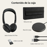 Jabra Auriculares Bluetooth con Micrófono Evolve2 65 Flex Negro