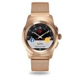 MyKronoz ZeTime Elite Reloj Inteligente híbrido 44mm con Agujas mecánicas sobre una Pantalla a Color táctil – Regular Cepillado Oro Rosa/Milanese