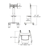Soporte móvil de Suelo para Pantallas LCD, LED, Plasma y curvadas de 32" a 70" (81cm-178 cm de Diagonal) con VESA máx. 600 x 400 mm, hasta 45.5 kg