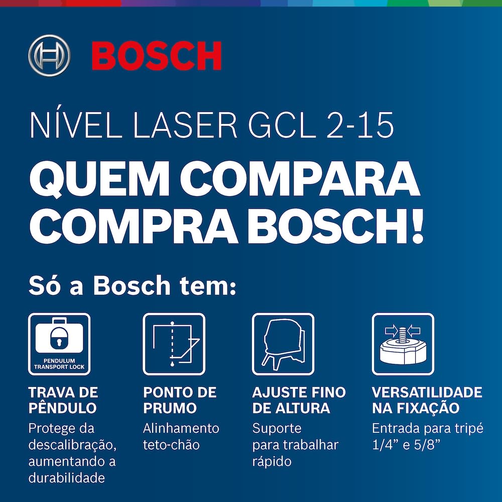 Bosch Professional Nivel láser GCL 2-15 (láser rojo, interior, con puntos de plomada, alcance: 15 m, 3 pilas AA, soporte giratorio RM 1, placa reflectora láser, estuche de protección, maletín)