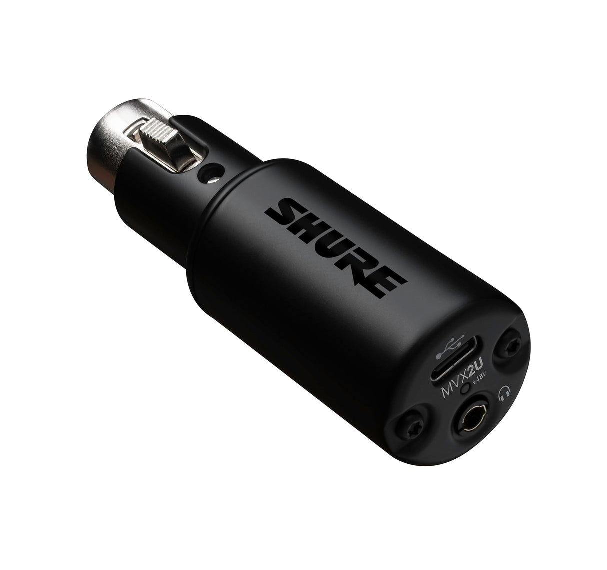 Interfaz digital Shure MVX2U XLR a USB con conector para auriculares, preamplificador integrado con control de ganancia de 60dB, monitorización sin latencia, alimentación fantasma de 48V