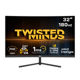 Twisted Minds Monitor para Gaming, Pantalla de 32 Pulgadas Fast VA - Resolución 1920 x 1080 FHD, frecuencia actualización 180 Hz, relación Aspecto 16:9, Tiempo Respuesta 1 ms - Negro (TM32CFHD180VA)