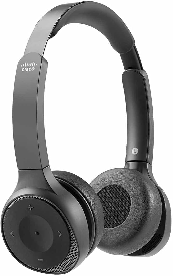 Cisco Auriculares 730, Auriculares Bluetooth inalámbricos Dobles con Estuche, Adaptador Bluetooth HD USB-A, Cables USB-A y de 3,5 mm, Negro carbón, garantía Limitada de 1 año (HS-WL-730-BUNA-C)