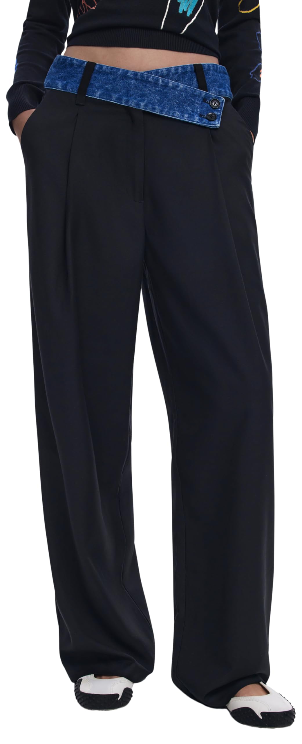 Desigual Pant_DENIMWAIST, 2000 Negro, M