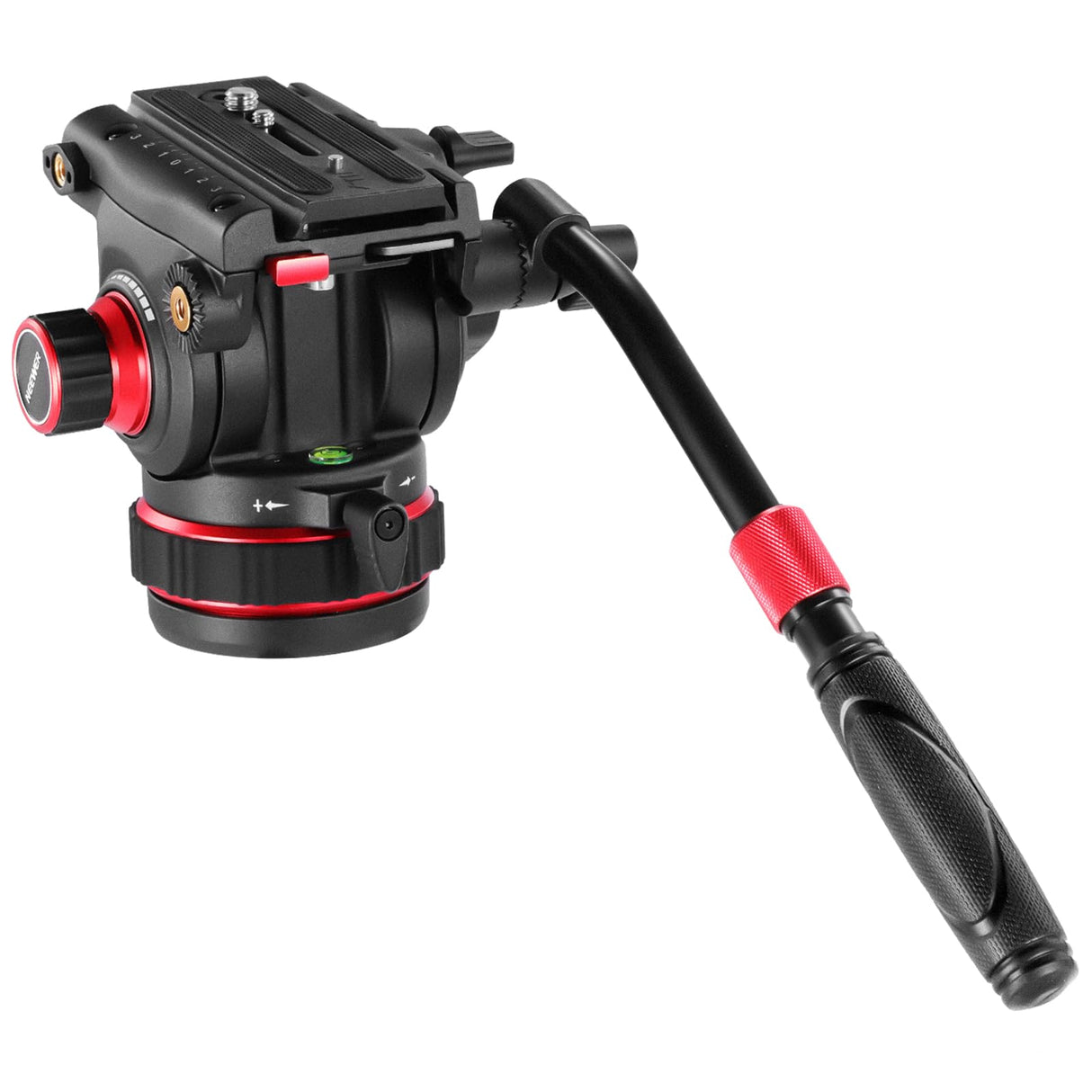 NEEWER Cabezal Fluido para Trípode de Video Resistente con Amortiguación, Placa de Liberación Rápida, Compatible con dji RS Gimbals, Mango Ajustable, Base de ⌀75mm, Carga Máxima 10kg, GM006