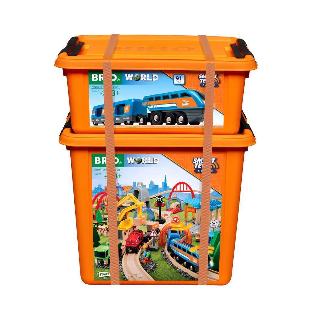 Brio World - Set Deluxe con Túnel de Acción, Smart Tech Sound, BRIO Ferrocarriles, Set de Construcción de Madera, Tren Juguete, Juguetes Niños 3 Años o más, Juegos Educativos 3 Años