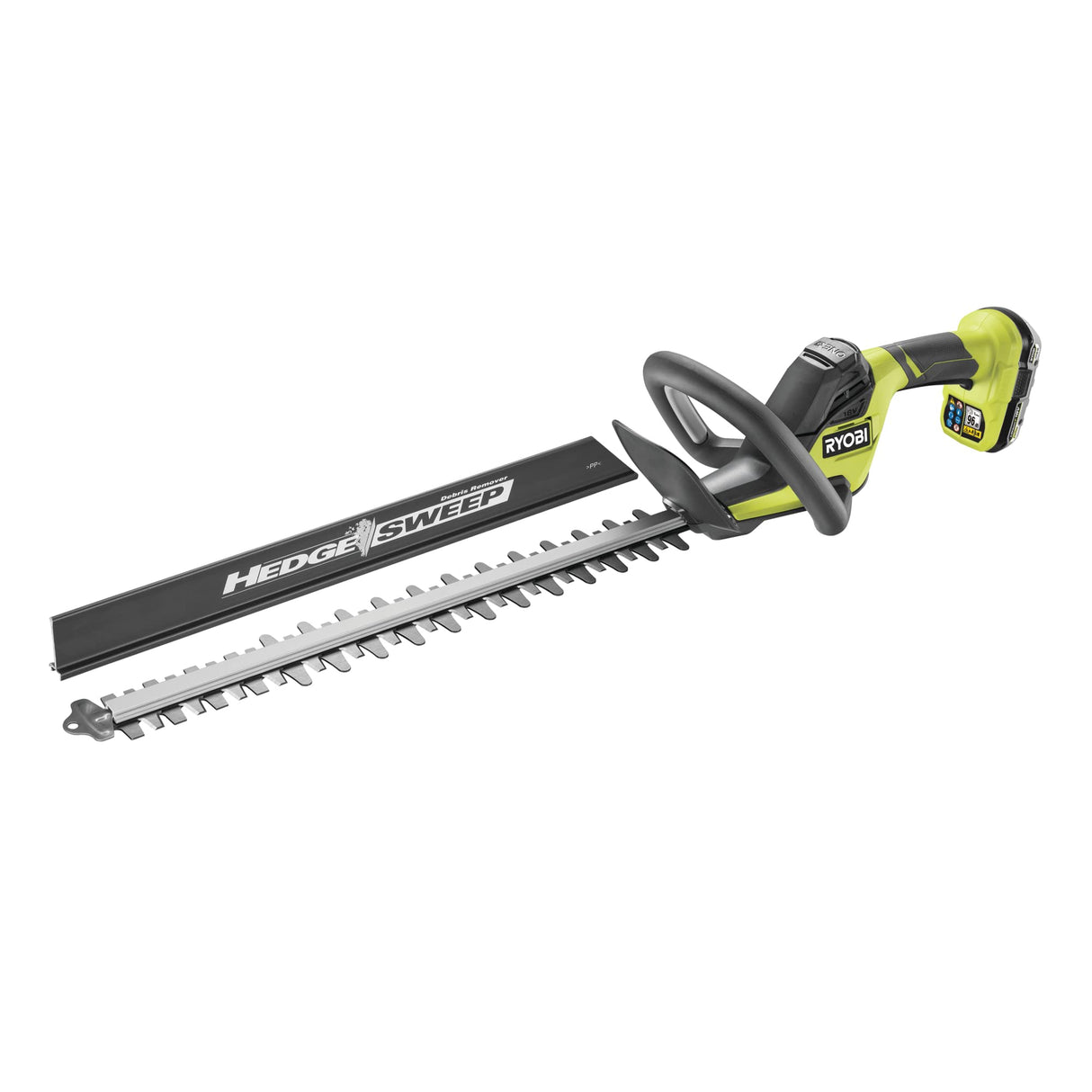 RYOBI - Cortasetos 18V One+ con Batería 18V One+ 2,0 Ah y Cargador 1,5A - Espada 50cm, Capacidad máx. 24mm, Velocidad 2700 RPM - Recogedor de Residuos HedgeSweep, Funda Protectora - RY18HT50A-120
