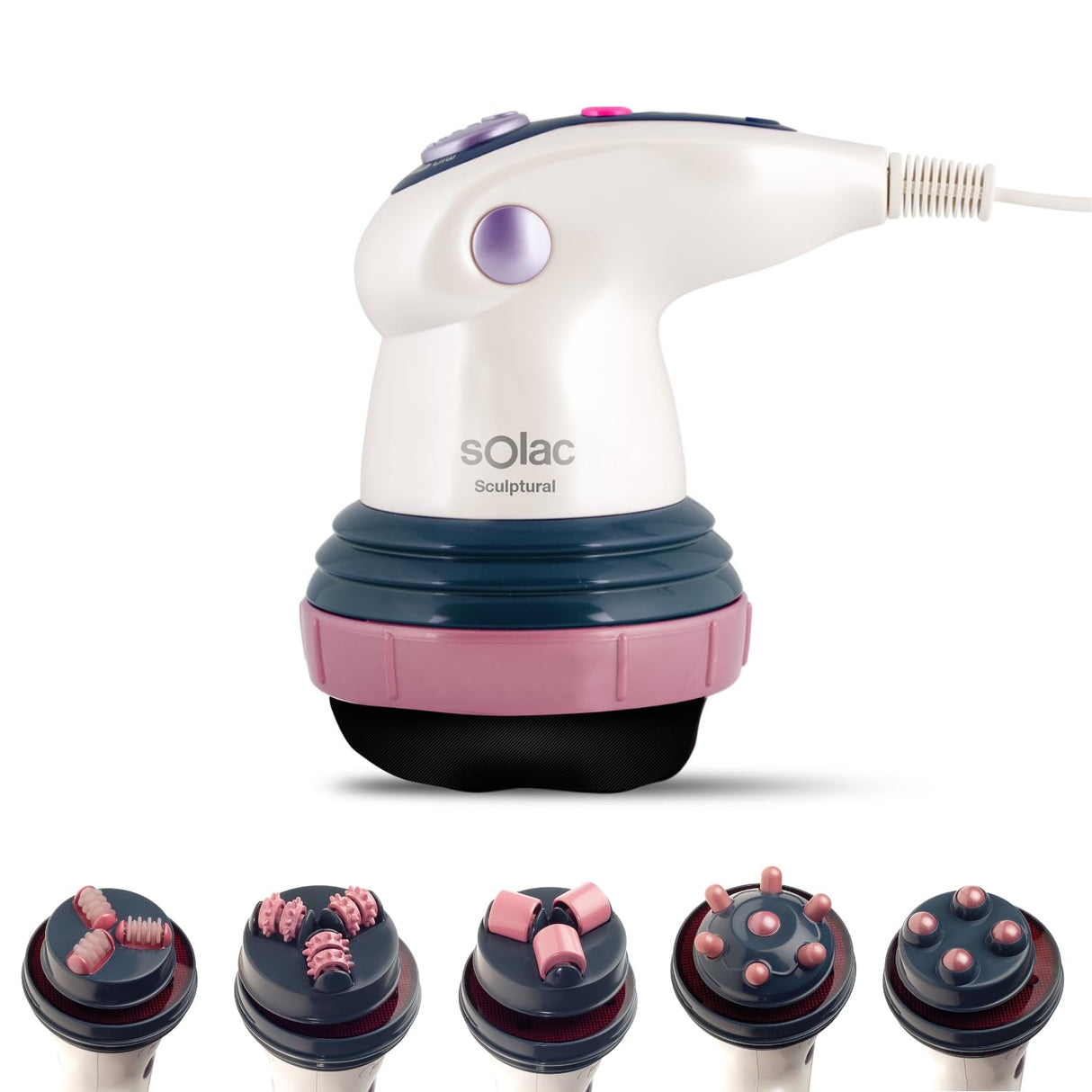 Solac Sculptural ME7711 - Sistema Masajeador lipo-modelador profesional Anticelulítico y para combatir la flacidez, 6 cabezales de tratamiento intercambiables