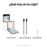 Samsung Galaxy Z Flip7 FE 256GB - Teléfono con IA, Diseño Plegable, Pantalla Frontal Amplia, Cámara 50MP, Memoria 8GB, Batería 4000 mAh, Garantía 3 Años + 1 año Extra, Blanco (Versión Española)