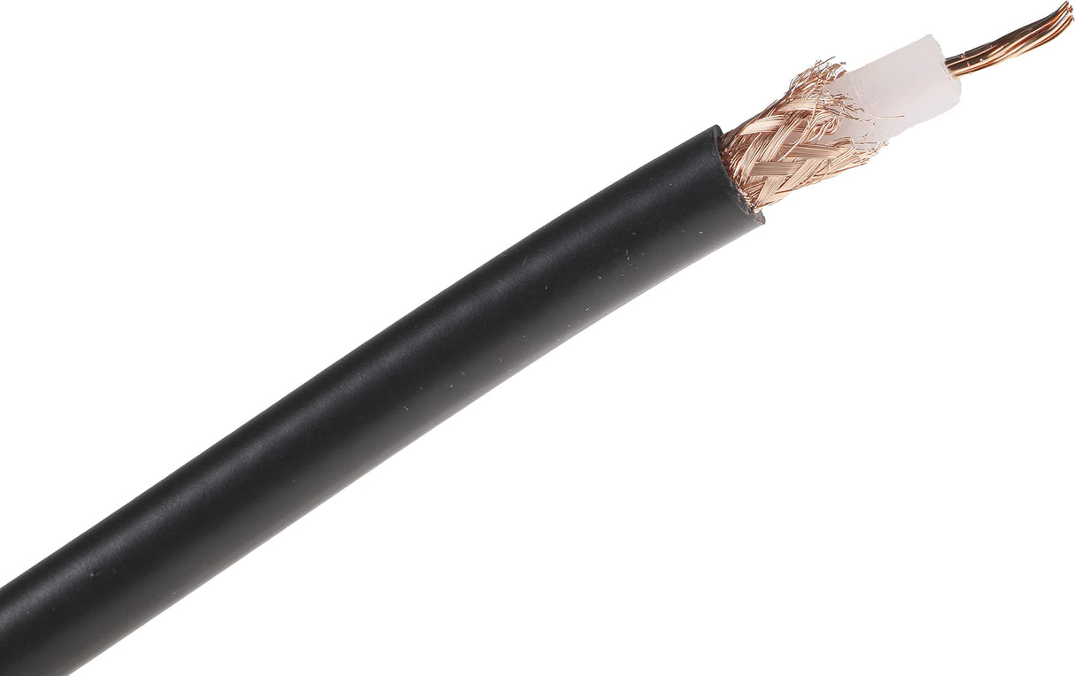 RS PRO RG213/U - Cable coaxial (50 Ω, 50 m, diámetro exterior de 10,3 mm, 50 m), color negro
