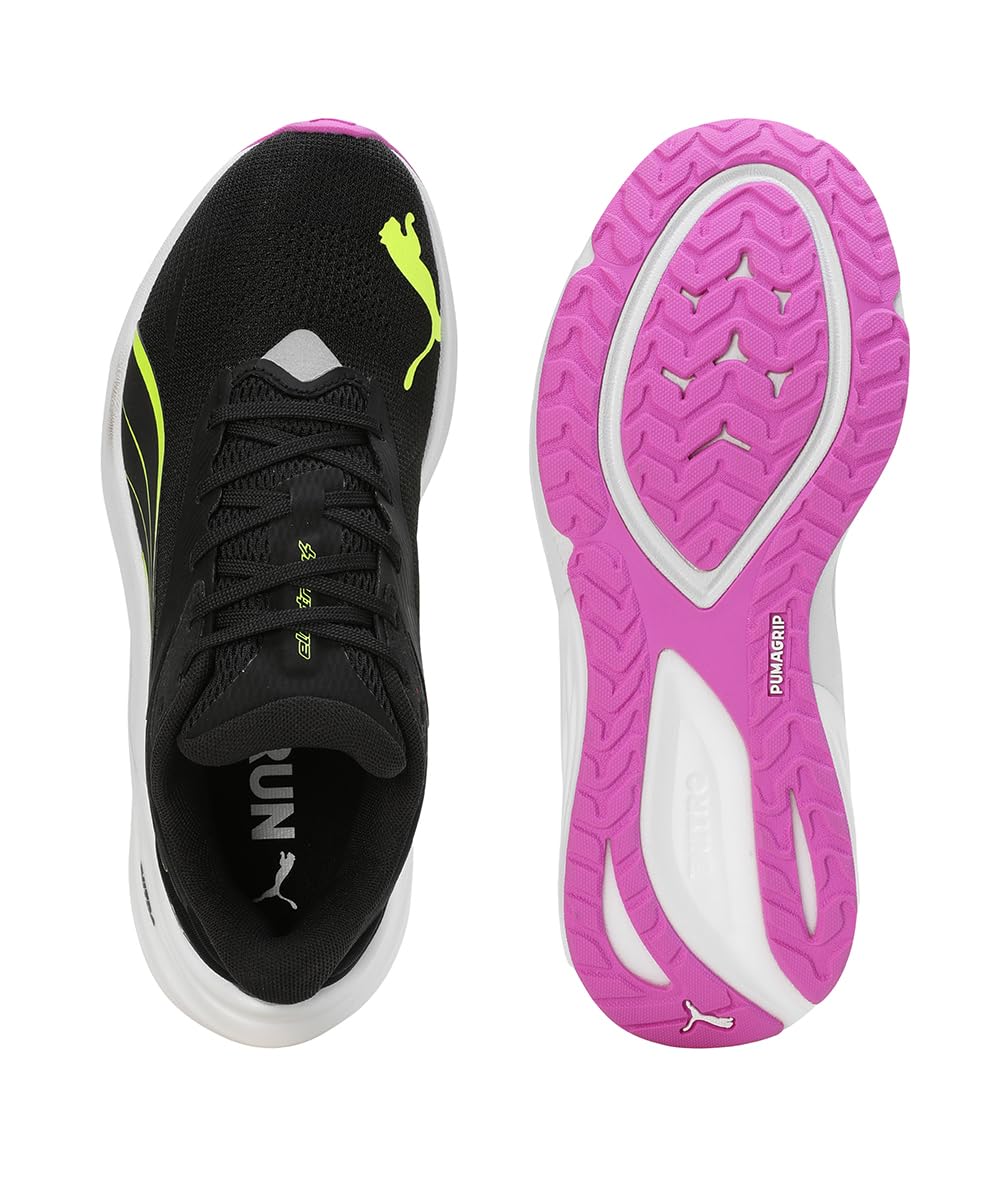 PUMA Electrify Nitro 4 WN, Zapatillas para Correr de Carretera Mujer, Black-Yellow Alert, 37.5 EU