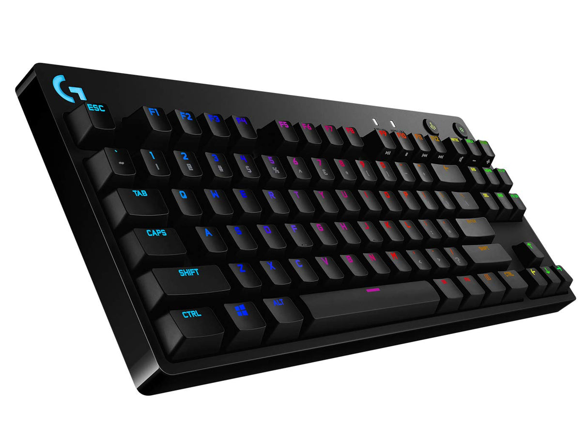 Logitech G PRO TKL Teclado Gaming Mecánico sin teclado numérico, Teclas GX-Clicky Azules, RGB LIGHTSYNC, Diseño portátil para esports, Cable Micro USB Desmontable, Disposición QWERTY US - Negro