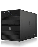 ICY BOX Externes 4-Fach USB-C Gehäuse für 2,5 Zoll & 3,5 Zoll SSD und Festplatten, USB 3.1 (Type-C, Gen 2), JBOD, Lüfter, SATA, Aluminium, Schwarz