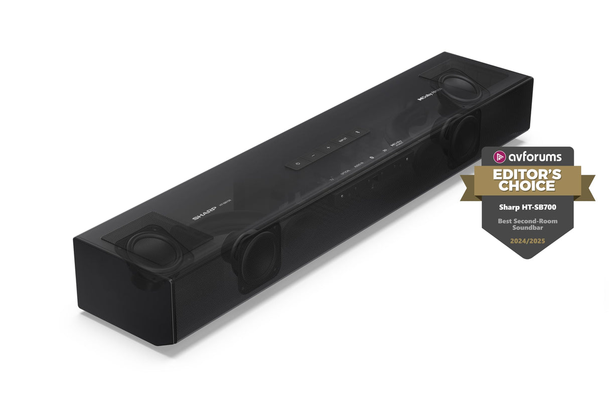 Sharp HT-SB700 Barra de Sonido Compacta 2.0.2, Dolby Atmos, Bluetooth con HDMI eARC/CEC, Potencia Total de 140 W, 52 cm, Color Negro