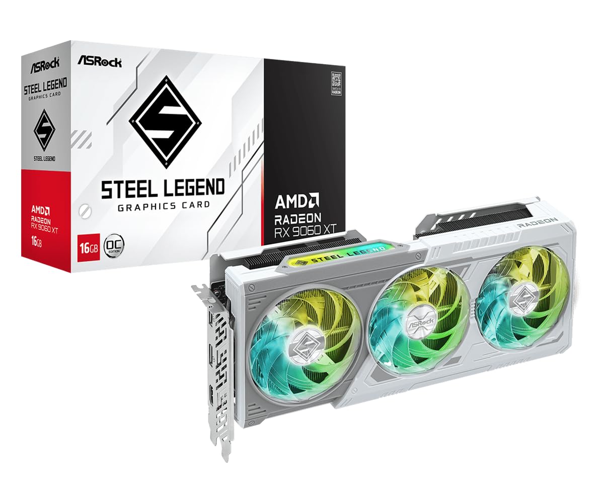 ASRock Carte GRAPHIQUE ASROCK Radeon RX 9060 XT Steel Legend OC 16GO (90-GA5JZZ-00UANF)