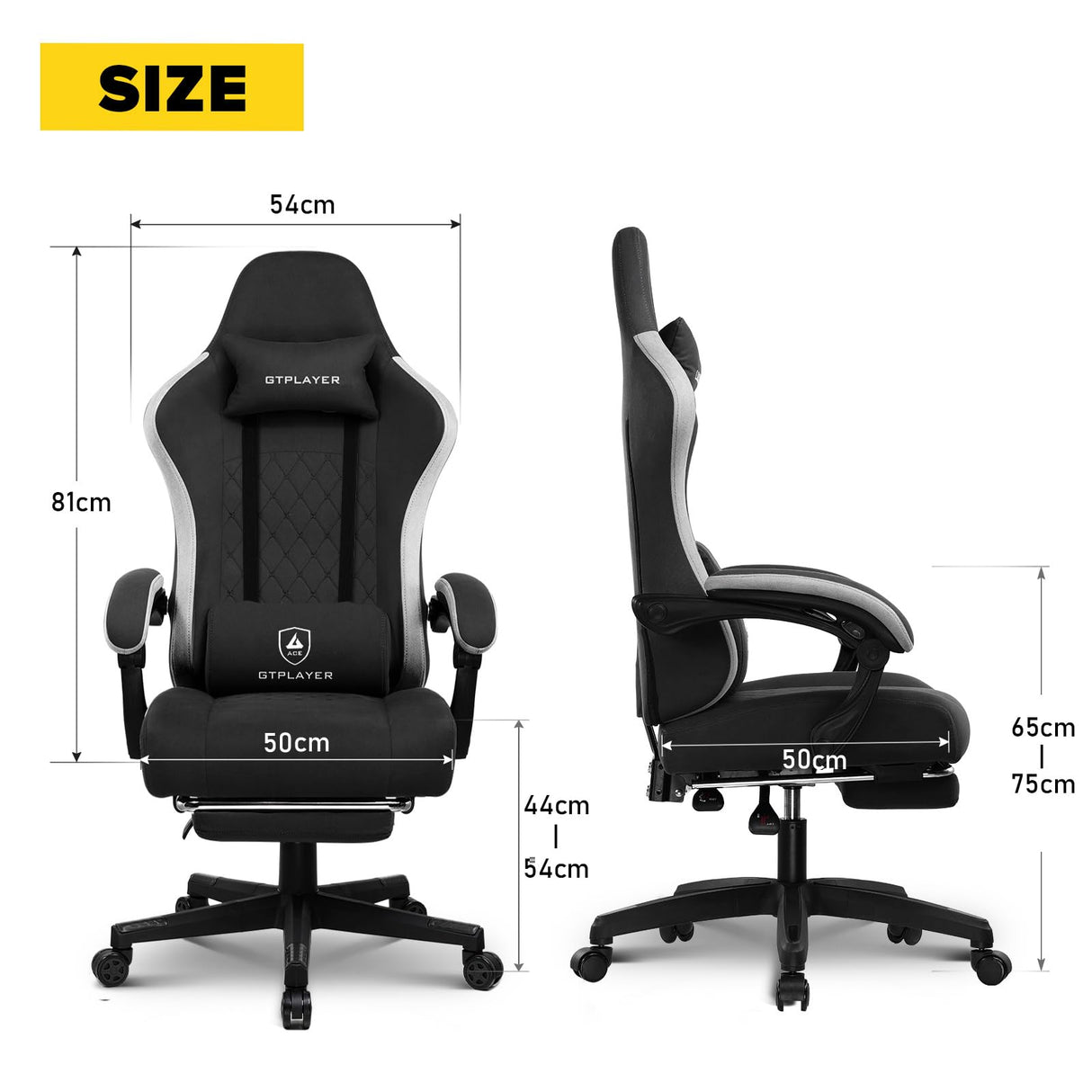 GTPLAYER - Silla para Juegos de Oficina, ergonómica, sillón Gaming Leathaire, reposabrazos reclinable, con reposapiés, Color Negro