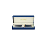 Waterman Hémisphère pluma estilográfica | color negro mate con adorno de oro de 23 quilates | plumín mediano con cartucho de tinta azul | estuche de regalo