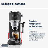 De'Longhi Dedica - Cafetera de Bomba de Acero Inoxidable para Café Molido o Monodosis, Cafetera para Espresso y Cappuccino, Depósito de 1.3 Litros, Sistema Anti-goteo, EC685.BK, Negro