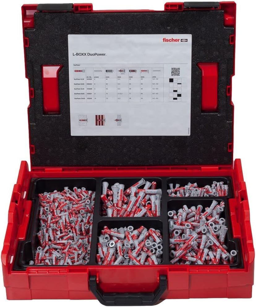 fischer Caja de tacos surtida, Rojo Y Gris, 910 uds