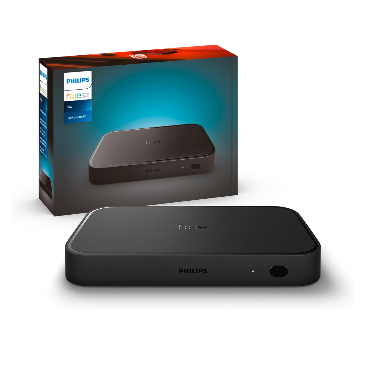 Philips Hue Play HDMI Sync Box 8K - Sincronizador de Luz Ambiente Con Videojuegos, Películas y Música - Hasta 10 Luces Led - Requiere Hue Bridge - Admite Dolby Vision HDR10+ - Controlable Con App