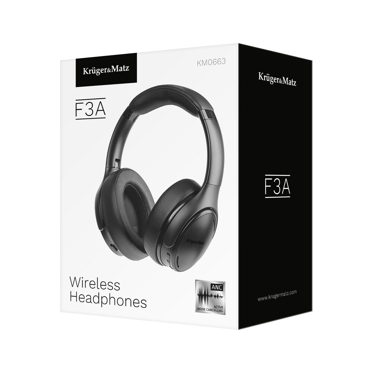 Kruger & Matz Auriculares Inalámbricos Orejeras F3A con Cancelación de Ruido Activa Diseño Plegable KM0663