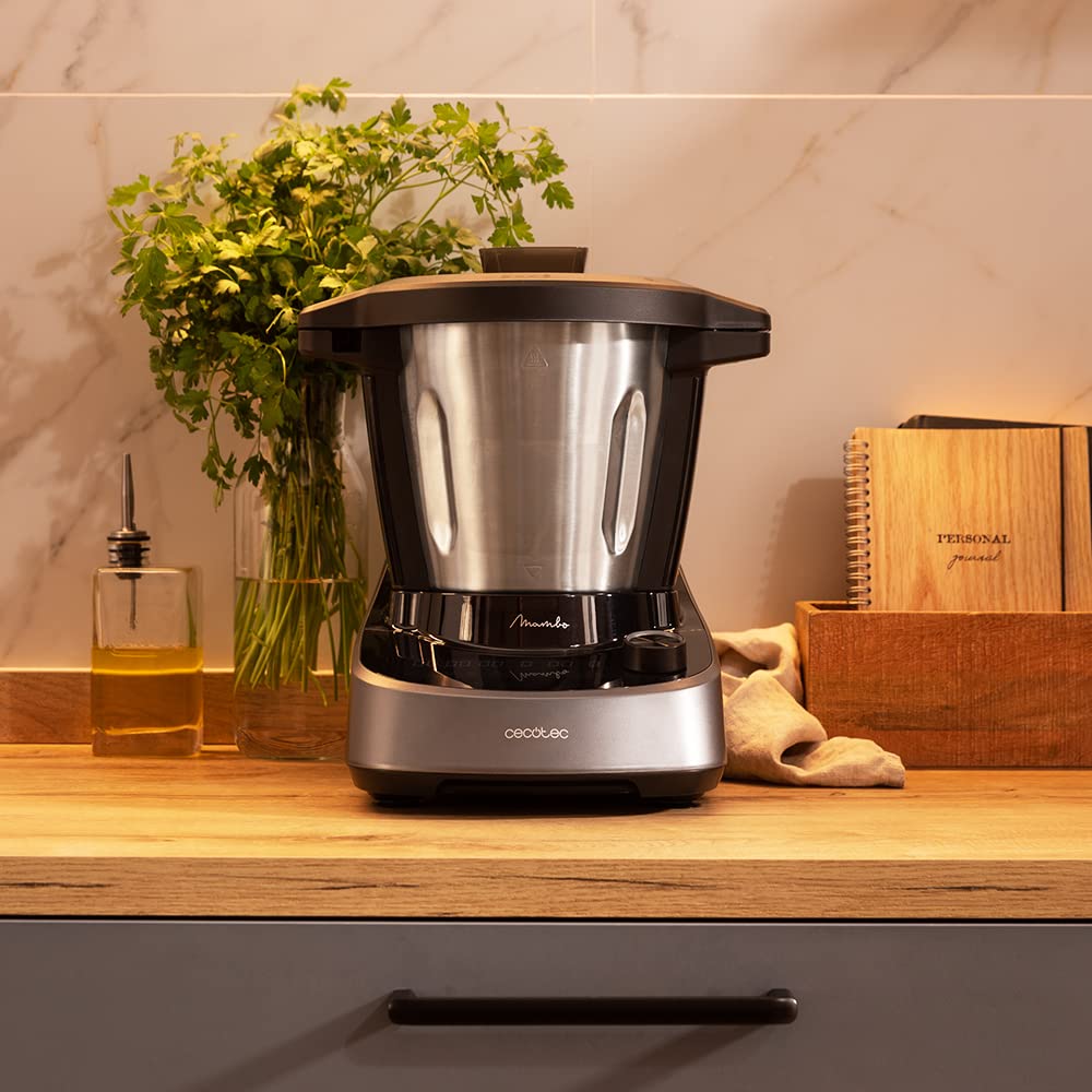 Cecotec Robot de Cocina Multifunción Mambo 11090. 1600 W, 37 Funciones, APP, Báscula y Jarra de 3,3 Litros de Acero inoxidable apta para Lavavajillas, Recetario y Accesorios