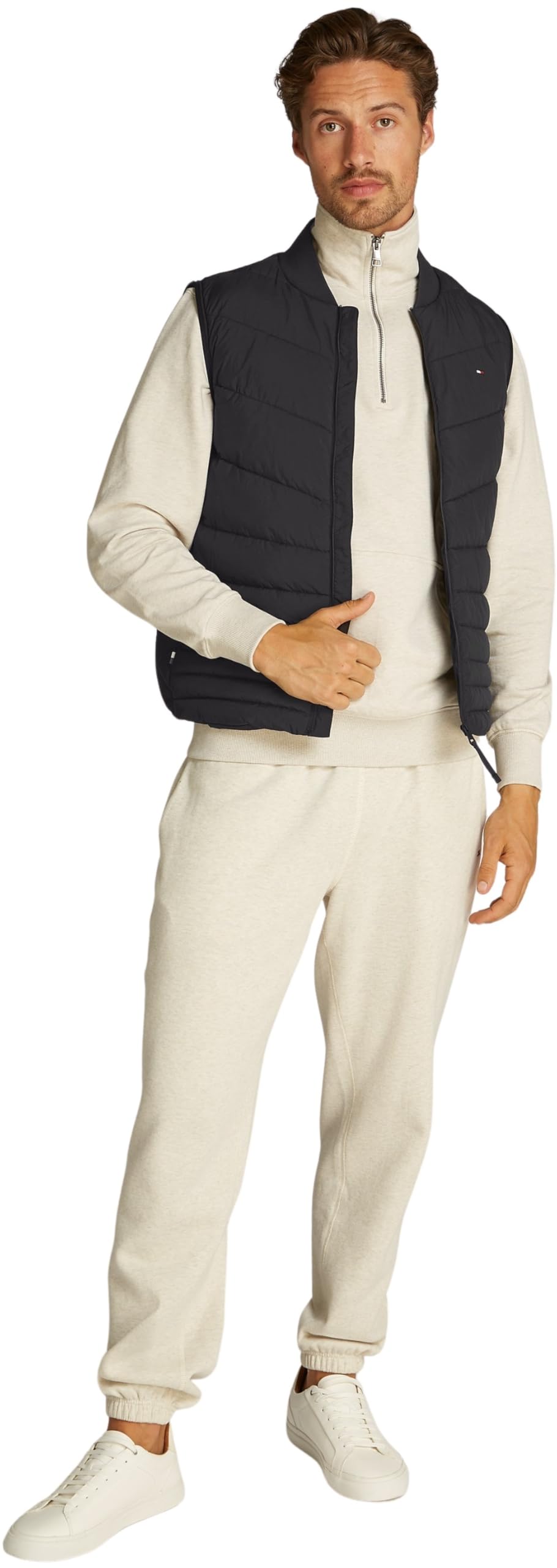 Tommy Hilfiger Chaleco Hombre Mix Quilt impermeable, Negro (Black), XXL