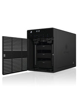 ICY BOX Externes 4-Fach USB-C Gehäuse für 2,5 Zoll & 3,5 Zoll SSD und Festplatten, USB 3.1 (Type-C, Gen 2), JBOD, Lüfter, SATA, Aluminium, Schwarz