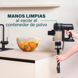 Princess Dynamic Storm 339390 - Potente Motor sin escobillas - Vaciado higiénico del depósito - 30 Minutos de Limpieza sin Cables - Cepillo motorizado - LED - posición de Espera - Modo portátil
