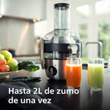 Philips Avance Collection Extractor de Zumo de Frutas y Verduras, Tecnología Fiberboost, Quickclean Plus Para una Limpieza Fácil, 1100 W, Plata, 2,1 l, Negro (HR1921/20)