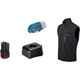 Bosch Professional chaleco calefactable GHV 12+18V XA (incl. adaptador de carga con USB GAA 12V-21 + batería GBA 12V 2.0Ah + cargador GAL 12V-20) - Talla 2XL