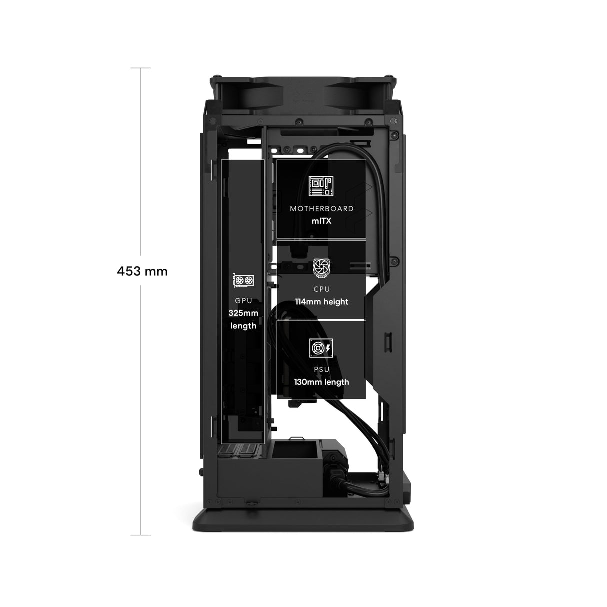 Fractal Design Mood Black PC Case - Sleek Fabric Design, 180mm Top Fan, Conceals 325mm Graphics Card, m-ITX Motherboard Compatible, Easy Access Build, Efficient Cooling