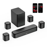 ULTIMEA Aura A60 7.1 Dolby Atmos Soundbar, con Subwoofer, Altavoz TV con Control a través de App, Sistema Surround Cinema 3D con 4 Altavoces Surround, TV Soundbar con HDMI eARC de 350W, Bluetooth