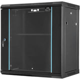 VEVOR Gabinete para servidor de red montaje en pared de 12U, 15,5" gabinete en rack para servidores 200 lbs con paneles laterales de puerta de vidrio con cerradura para equipos de TI, dispositivos A/V