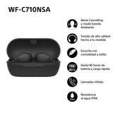 Sony WF-C710NSA Auriculares inalámbricos In-Ear con Noise Cancelling, Ligeros, Controles táctiles, Conexión Multipunto, IPX4, hasta 40 h de batería, Carga rápida, iOS y Android - Negro