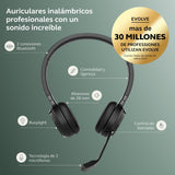 Jabra Evolve 65 TE MS - Auriculares Inalambricos Bluetooth, Cascos Inalambricos Bluetooth con 30m Rango, 16h Batería, conectividad USB-A y USB-C, se Conecta a Dos Dispositivos - Negro