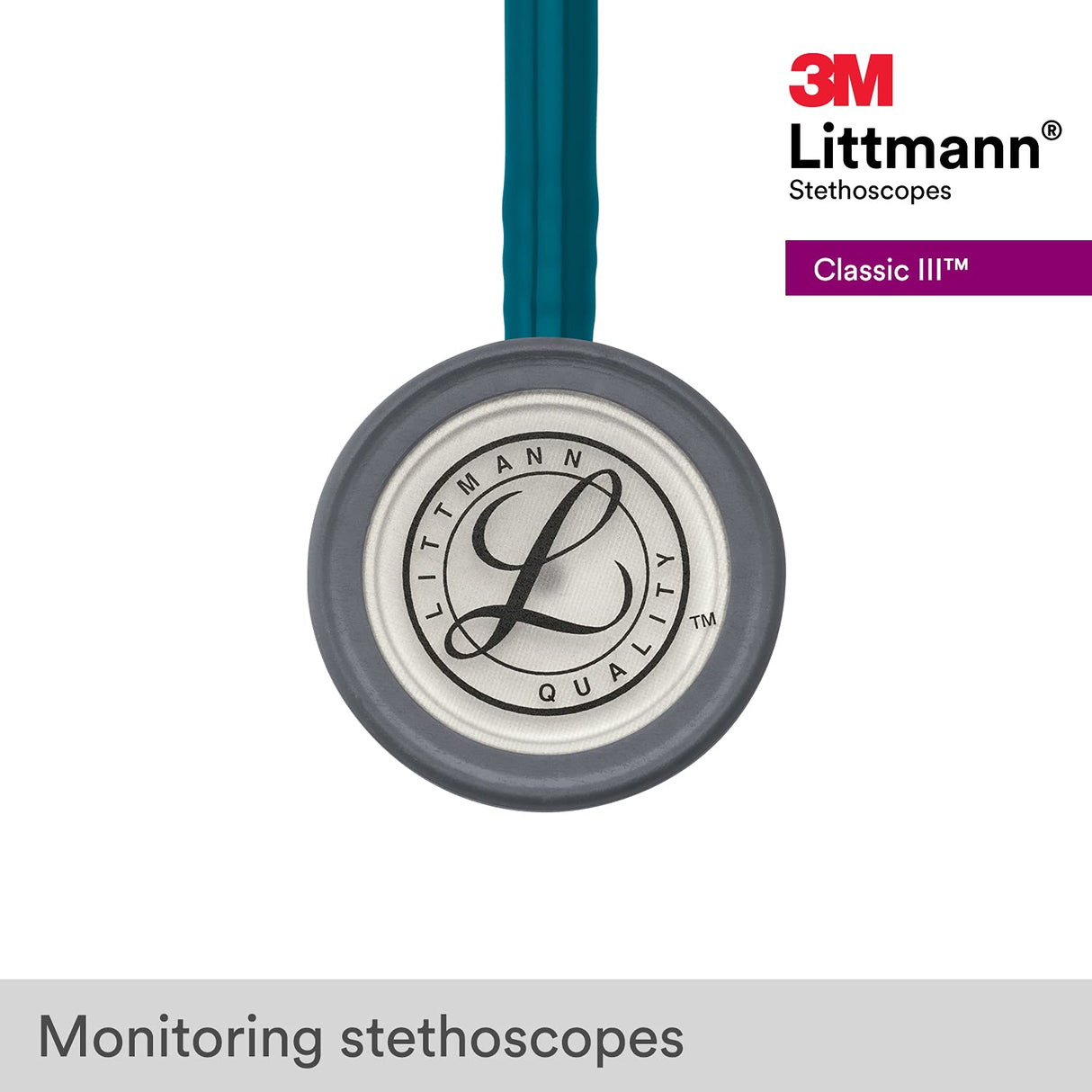 Littmann Classic III - Fonendoscopio, membrana de pieza única fácil de aplicar y de limpiar, color azul caribe