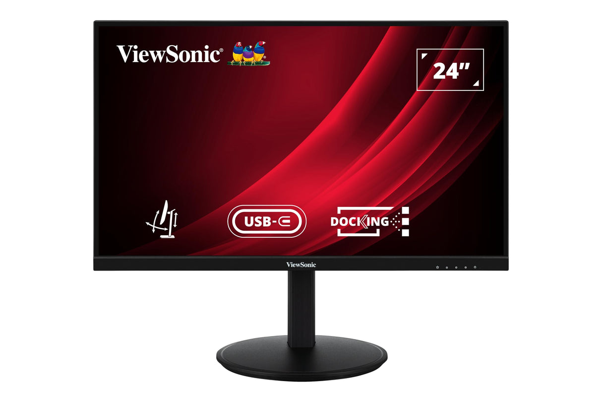 ViewSonic VG2409-MHDU-2 24” FHD 100Hz Frameless IPS Monitor with USB-C Hub, HDMI, DisplayPort In/Out, USB, Ergonomic Stand for Home & Office