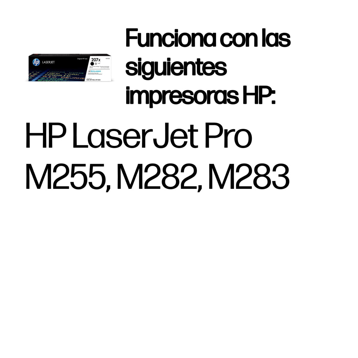 HP 207X W2210X, Negro, Cartucho Tóner de Alta Capacidad Original, de 3.150 páginas, para impresoras HP Color LaserJet Pro MFP M282nw, MFP M283fdn, MFP M283fdw, M255dw y M255nw
