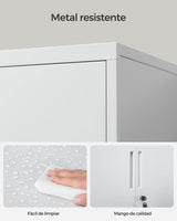 SONGMICS Archivador de Oficina, Armario Multifuncional, 2 Puertas, con Cerradura, Almacenamiento de Acero, para Sala de Estar, Gris Mate OMC013G01