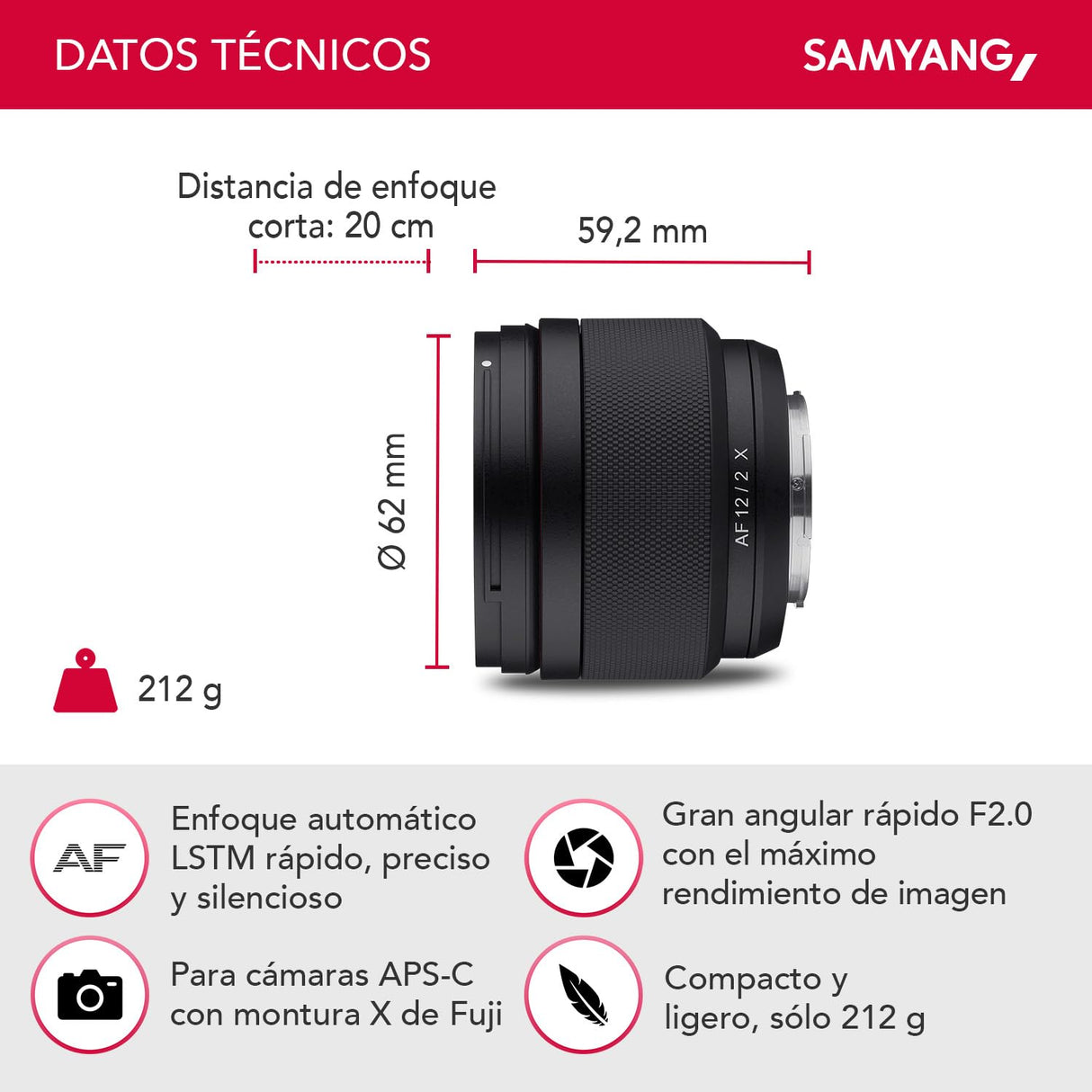 Samyang AF 12 mm F2.0 Fuji X - Enfoque automático Distancia focal fija ultra gran angular para Fujifilm X-Mount APS-C Fast para cámaras Fuji X Mount X-T4 T3 X-T30 X-T20 X-E4 XE3 X-Pro 3