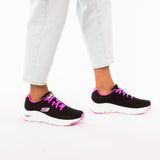Skechers Arch FIT, Zapatillas Mujer, Black/Light Pink, 36 EU