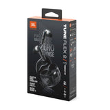 JBL Tune Flex 2, Auriculares inalámbricos Bluetooth y cancelación de Ruido. Autonomía de hasta 48 hrs, IP54 Resistentes al Agua y al Polvo, conexión multipunto, diseño ergonómico y Abierto,Ghost Negro